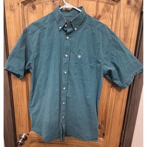 Ariat Men's Button Down Shirt L Stretch Short Sleeve Western Pearl‎ Snap Style